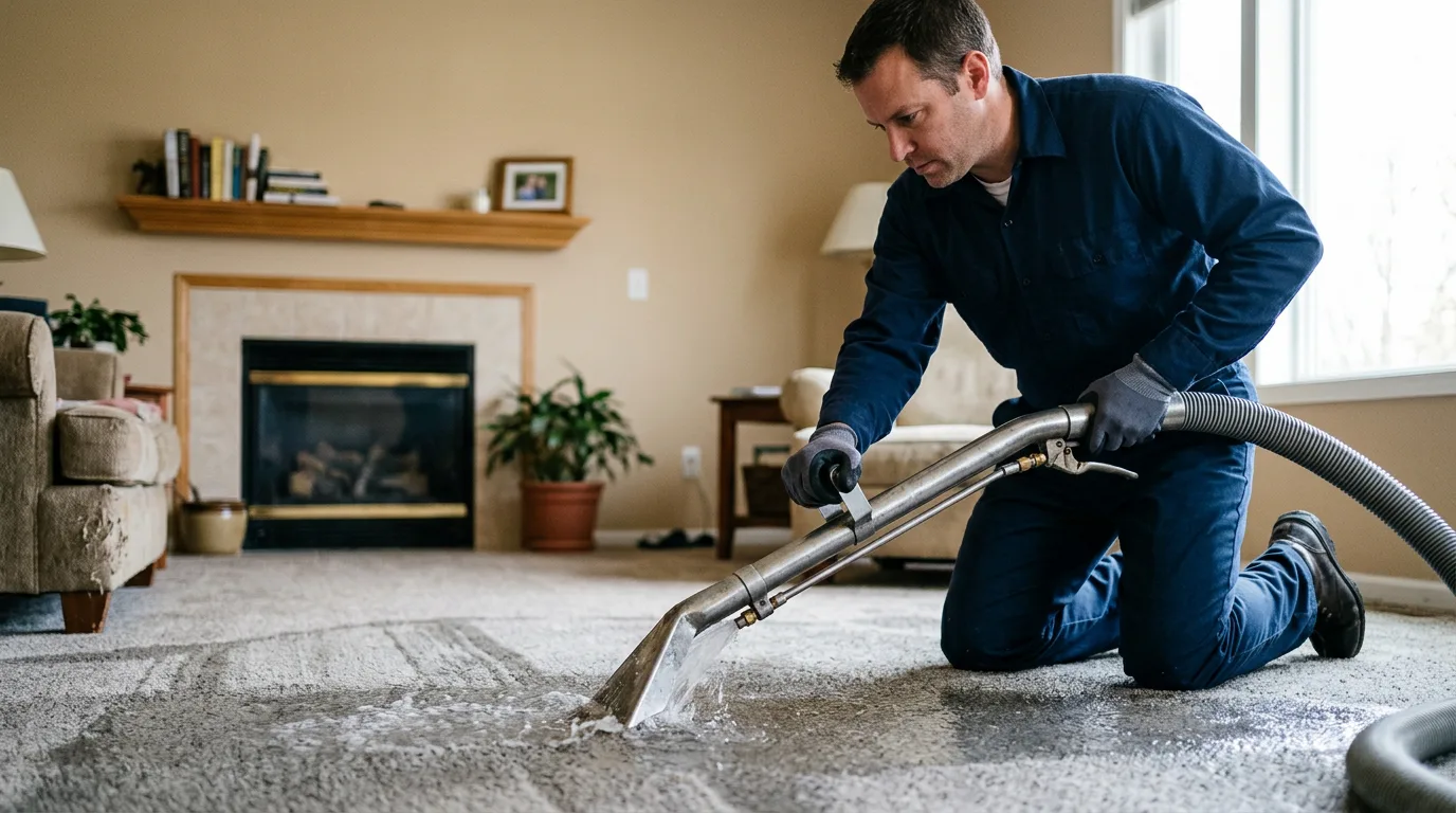 Water damage restoration technician working near Freeland, MD